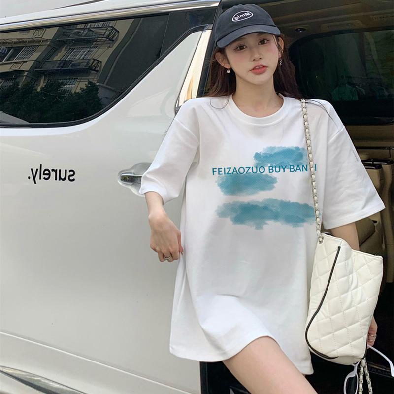 Black cotton short-sleeved t-shirt women's 2025 summer new design loose and thin unique top
