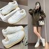 Soft leather small inner height increase thick-soled retro casual flat-bottomed sports board shoes