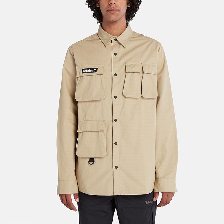 Timberland Outdoor Solid Color Multi-Pocket Water-Resistant Long Sleeve Shirt Men shirts Licorice-Yellow A6Q49-DH4