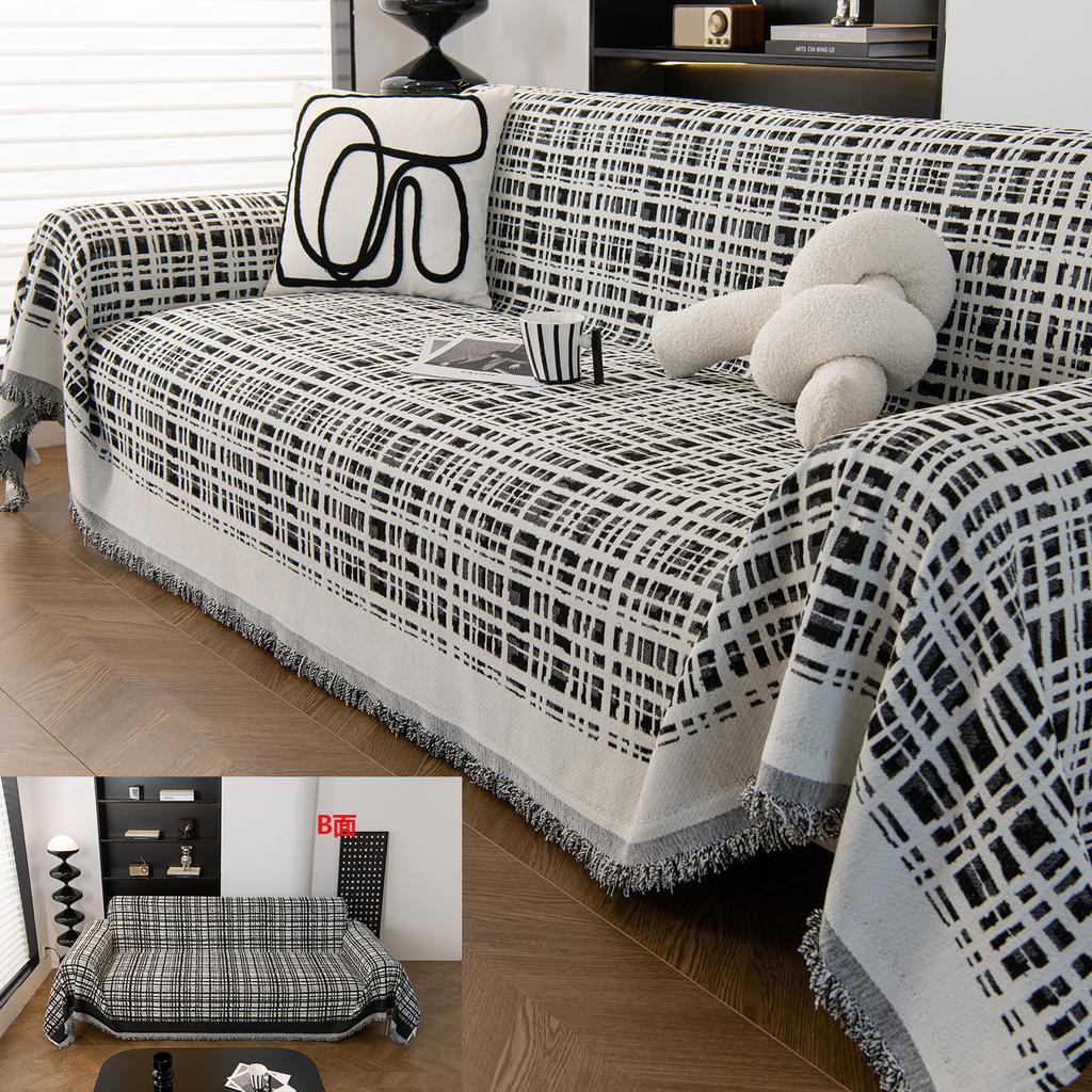 Geometric Checkered Sofa Cover Fabric All-season Universal Full Cover Sofa Cover