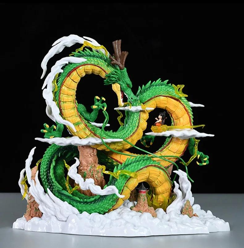 21cm Dragon Ball Animation Character Dragon-shaped Hand-made Wukong Statue Collection Model Decorative Toy Gift PVC and Round Sensory Durable Bouncy