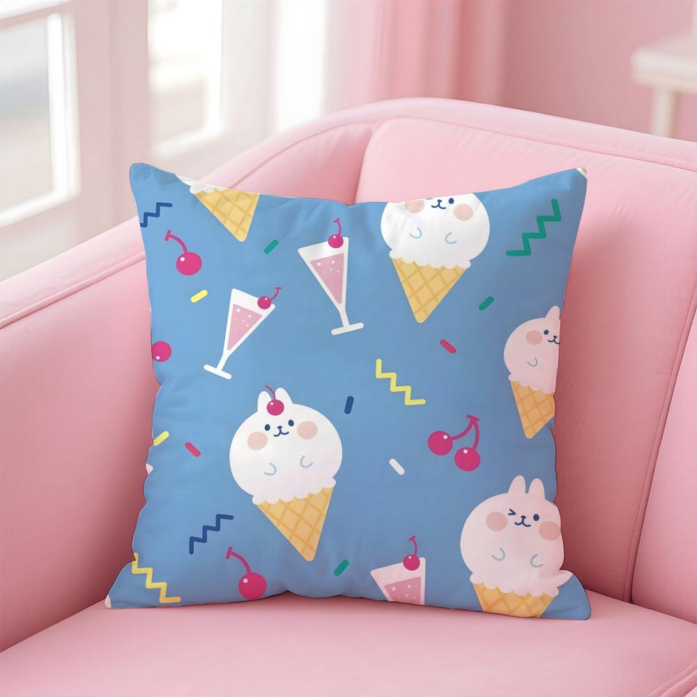 Cute Delicious Sweet Ice Cream Cushion Cover Pillow Case Soft Friendly Fabric  Concealed Zipper
