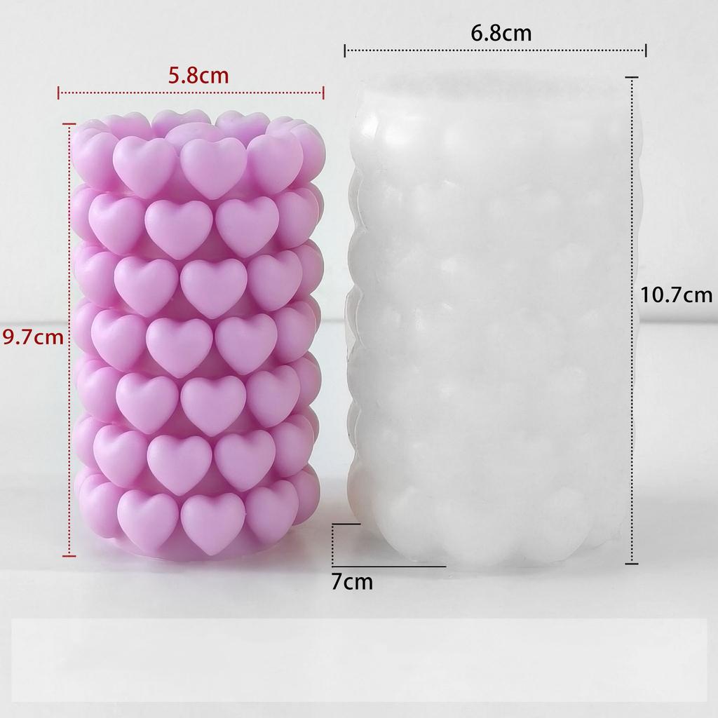 Love Cylinder Aromatherapy Candle Silicone Mold DIY Heart Flower Handmade Aromatherapy Ornament Grinding Tool