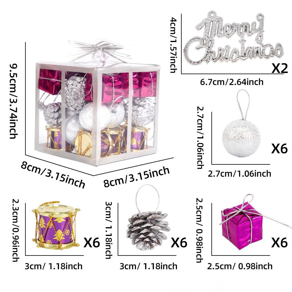 26/32PCS Multicolor Hanging Pendants Mixed Pattern Xmas Tree Decoration  Festival Ornament