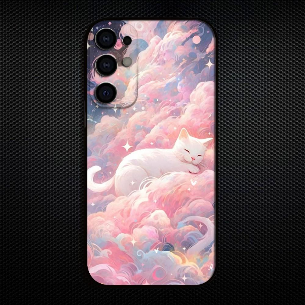 Adorable Cat Anime Phone Case For Samsung S25/S24/S23/S22/S21/S20/Plus,Fe,Lite/Others Black Cover