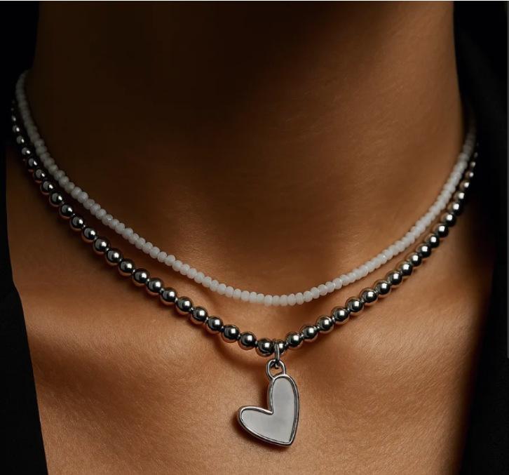 

European and American jewelry ins fashion light luxury style love pendant collarbone chain high fashion sense YK glass necklace
