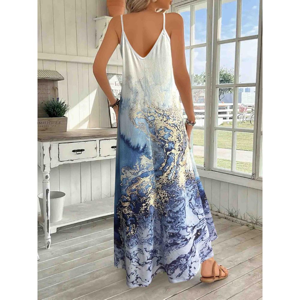 Women's Maxi Sunflower Dresses Sleeveless Long Tie Dye Dress Casual Sundresses with Pockets
