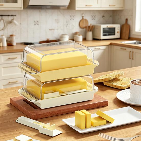 Butter Box Transparent Fresh Preservation Container with Lid And Adjustable Dosage Spoon Design Butter Keeper for Kitchen Refrigerator