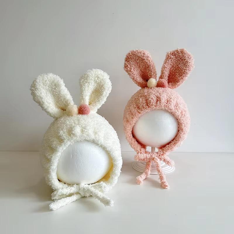 Bonnet Bébé Oreilles de Lapin Mignon Hiver Épais Chaud 1-3 ans Tout-Petites Filles Chapeau Protection Oreilles Extérieur Coupe-vent Bonnets Enfants