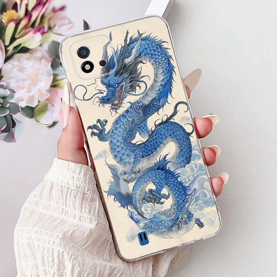 Cool Style Tiger Dragon Pattern Phone Case For Realme C11 2021 2020 C12 C15 Clear Soft Silicone TPU Back Cover RMX3231 Coques