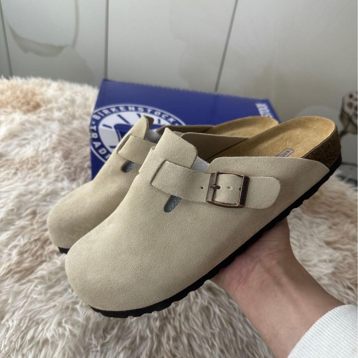 Zoccoli Unisex Birkenstock in Vera Pelle a Punta Chiusa con Plateau Vintage in Sughero 42