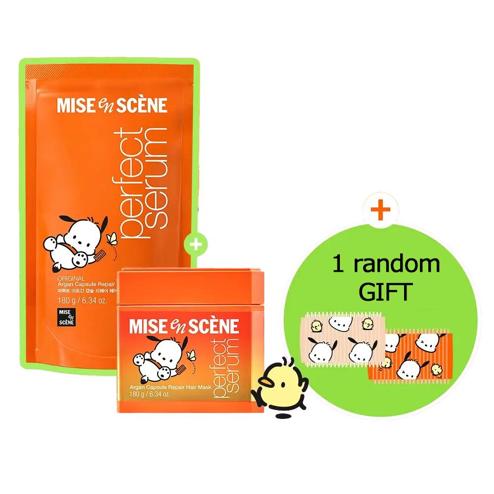 Mise en Scène Идеальная Маска для Волос 180г + Рефилл 180г + Набор с Большим Бигуди Pochacco