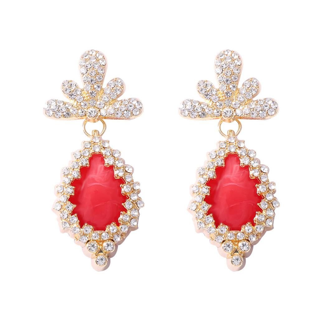 Fairy Style Fashion Light Luxury Irregular Geometric Resin Full Diamond Earrings Holiday Party Temperament Women's