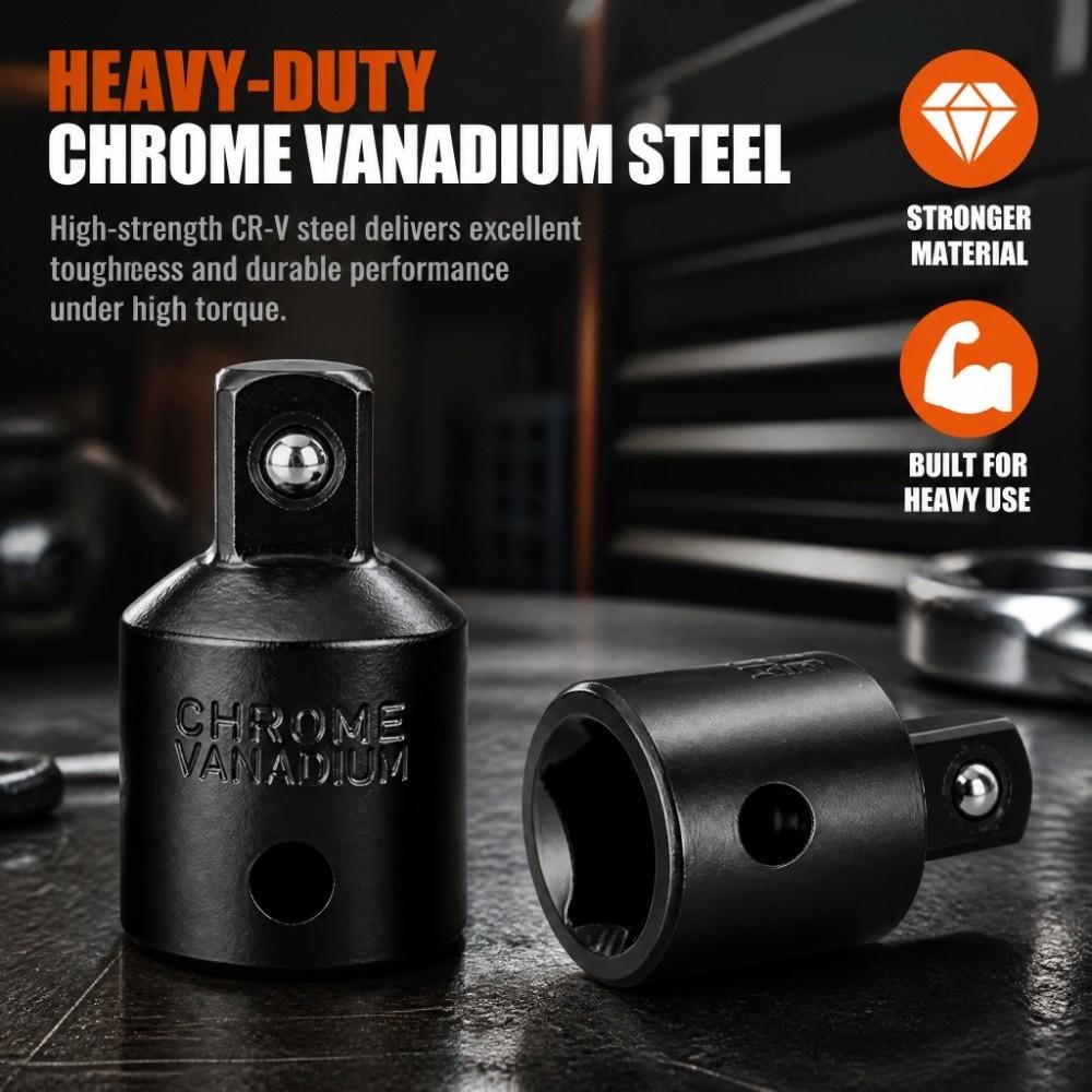 2pcs Chrome Vanadium Steel Socket Adapter Converter 1/2 to 3/8 Impact Socket Adapter Sleeve Reducer