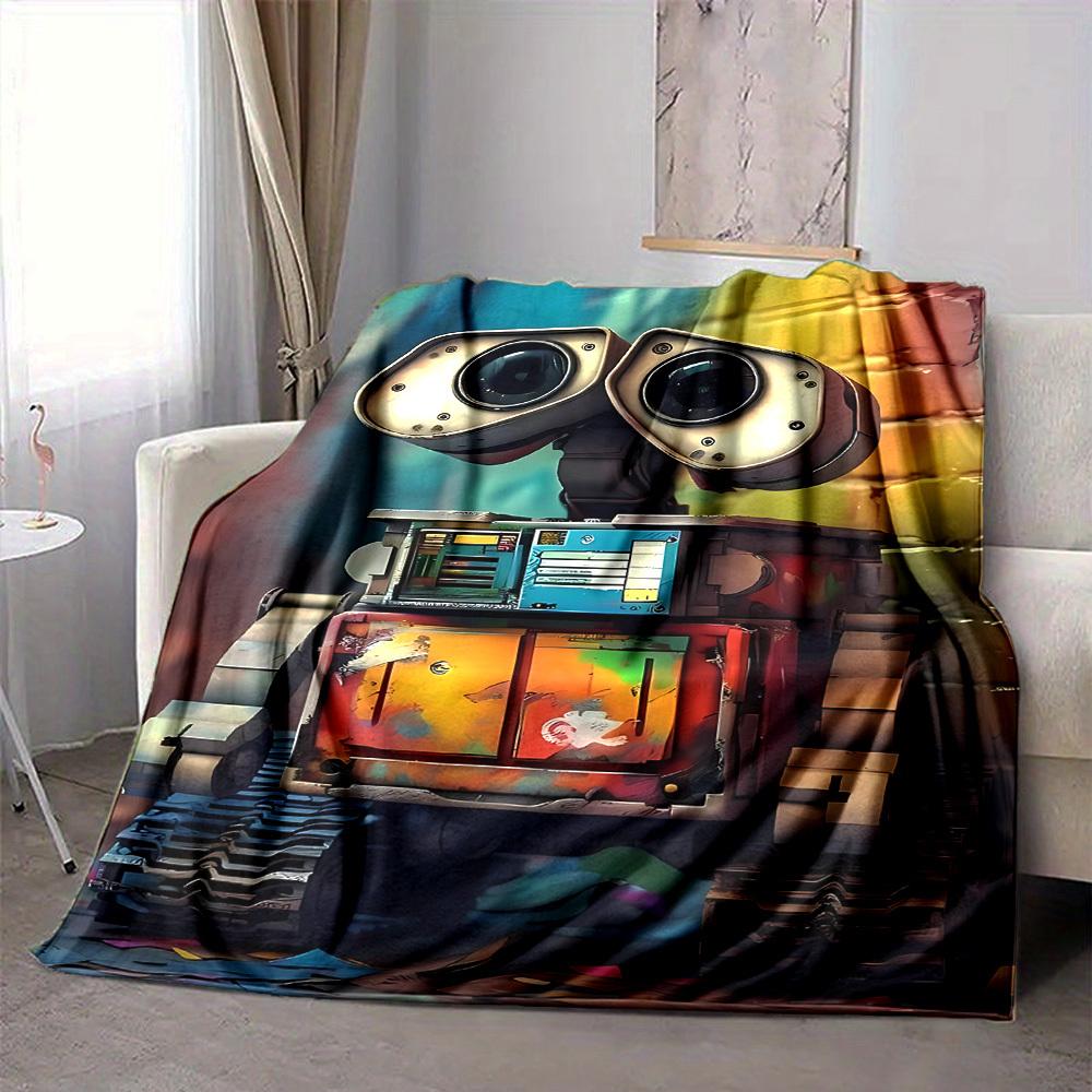 1pc Robo Art Flannel Throw Blanket HD Printed Lightweight Soft Warm All Season Blanket for Sofa, Bed, Travel, Camping Machine Washable