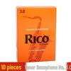 Genuine RICO B-flat Alto Saxophone Reeds, Strengths 1.5-3.0, Yellow-Orange Box, 10-Pack