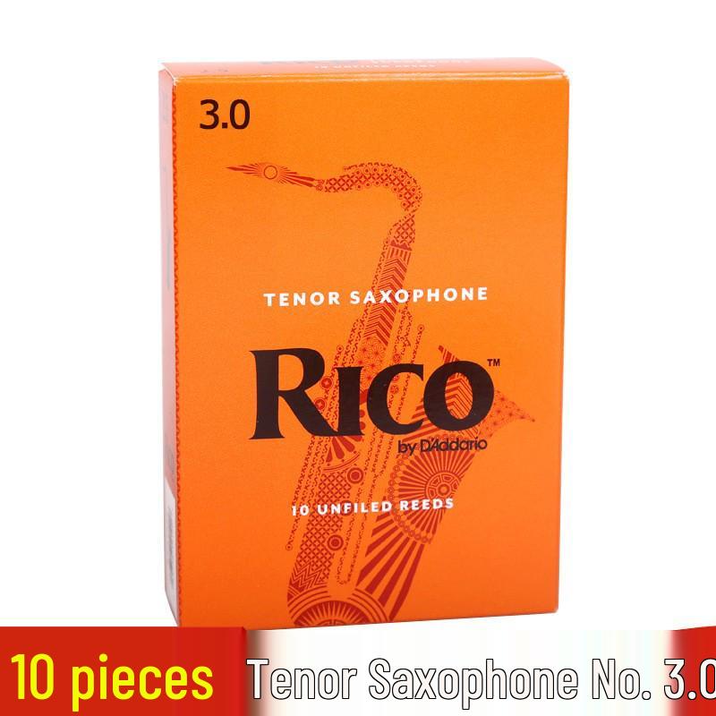 Genuine RICO B-flat Alto Saxophone Reeds, Strengths 1.5-3.0, Yellow-Orange Box, 10-Pack
