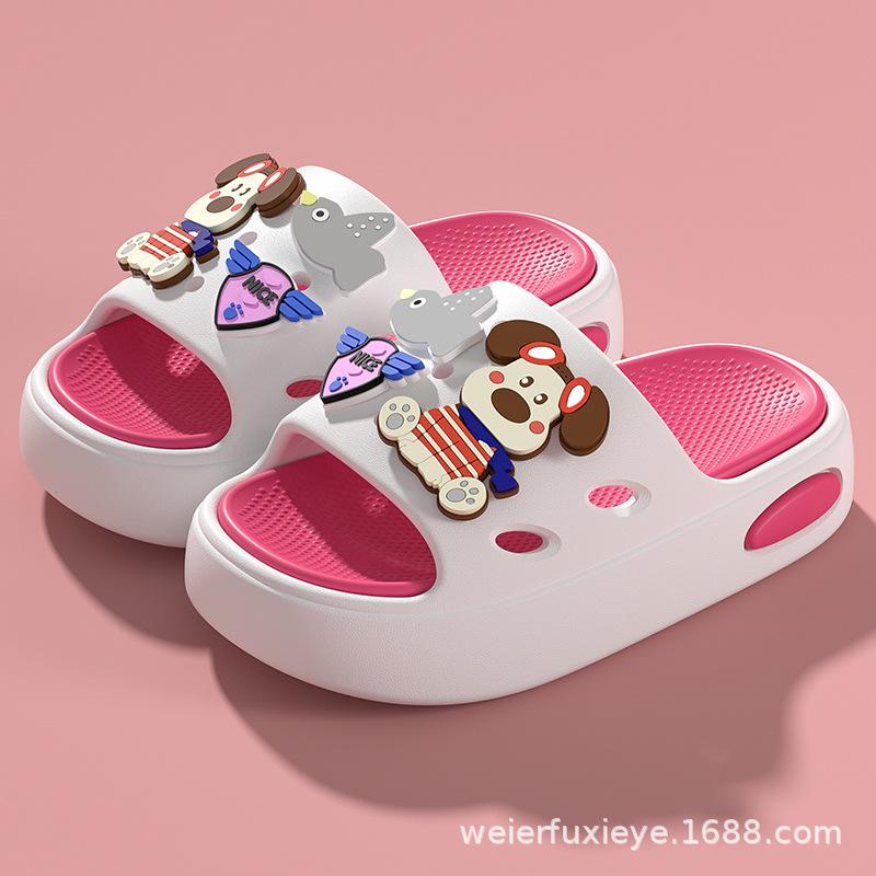 Summer New Children's Cartoon Cute Slippers for Boys and Girls, Indoor Non-slip Soft-soled Baby Slide Sandals