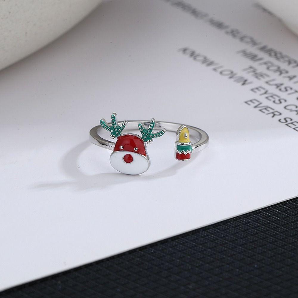 Cartoon Enamel Elk Ring Dripping Oil Christmas Finger Buckle Unique   Xmas Ornaments
