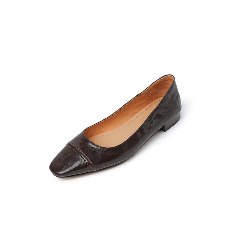 

Fashion NEW Spring/Autumn Women Pumps Genuine Leather Shoes for Women Square Toe Low Heel Shoes Concise Basic Women Pumps Black Shoes 34 коричневый