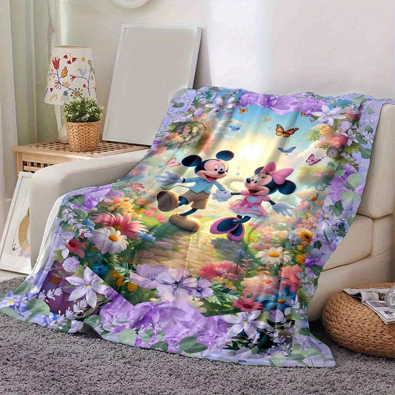 1pc, Mickey and Minnie (2) Home Decor Flannel Blanket Perfect Gift for Bedroom, Living Room, Travel, Camping, Car