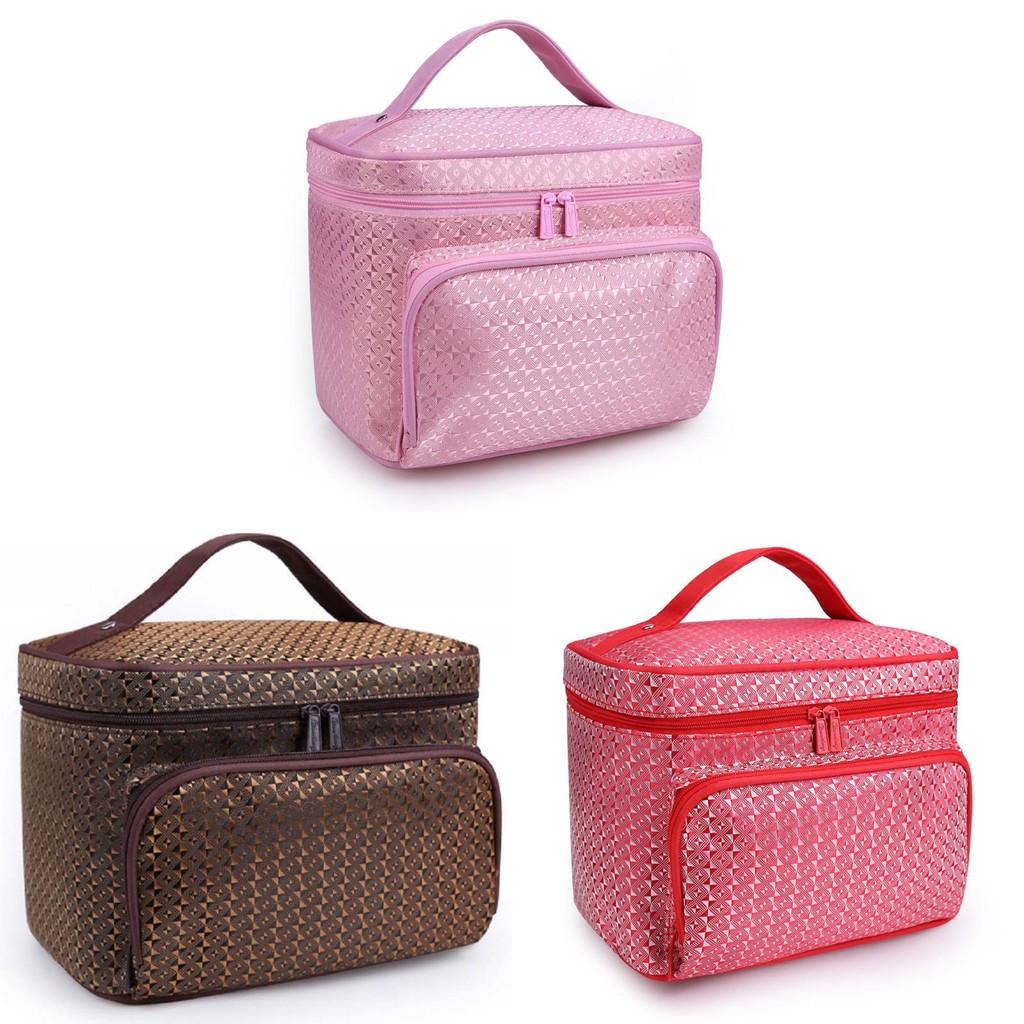 Portable Folding Large Capacity Makeup Bag For Women With Elegant Geometric Patterns In Various Colors