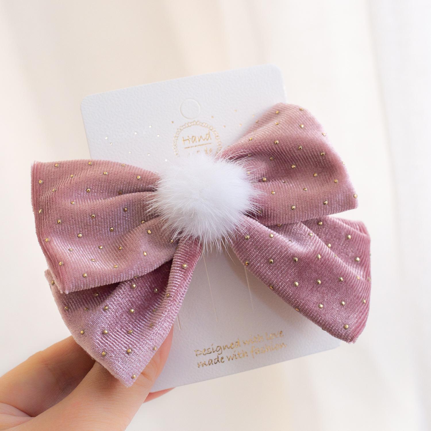 Little Girl Burgundy Bow Tang Suit New Year Hair Clip