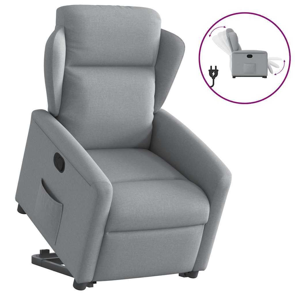 Recliner Chair with Rising Function Light Grey Fabric