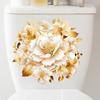 Badezimmer-WC-Aufkleber, modernes, minimalistisches goldenes Blumenmuster, selbstklebende Gemälde für Badezimmer-Wohndekorationen