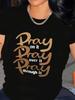 Unisex 100 Cotton Prayer Letter Print Crew Neck Short Sleeve TShirt Soft Comfort Casual Daily Fashion Tops For Ladies
