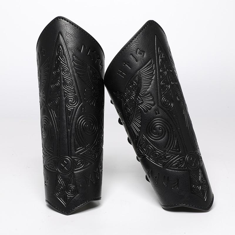 Medieval Retro Embossed Wristband Cosplay Stage Prop Knight Armguard Costume Matching Genuine Leather Embossed Arm Armor