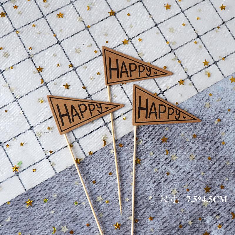 30-Piece Kraft Paper Cake Toppers: Happy Birthday Stars & Hearts