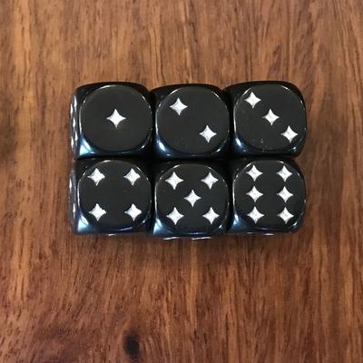6Pcsdlot D6 Dice Six Sided Black With Star Dot For Funny Party Club Pub Board Rpg Playing Game 12Mm Accessory