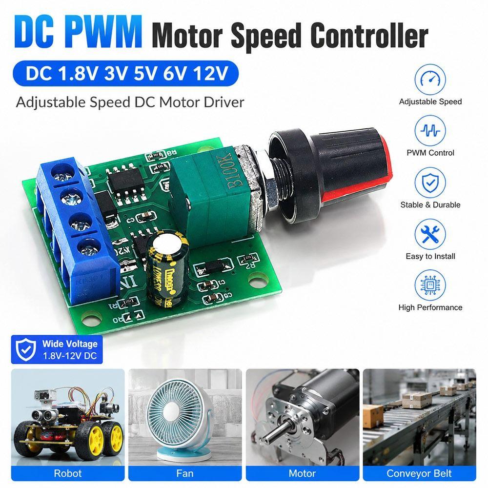 1.8V 3V 5V 6V 12V DC Motor Controller Motor Speed Regulator Circuit Board Projects
