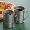 Set of 2 Stainless Steel Drinking Cup for Beverages Large Capacity Water Cup Industrial Style Oil Barrels Shape Beer Mug