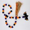 Spooky Halloween Wooden Beads Garland with Tassel and Pumpkin Skeleton Tag Tiered Tray Decor for Festive Home Party Supplies