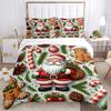 3pcs Christmas Holiday Gifts, Santa Claus & Gingerbread Man Bedding Set with 1 Quilt Cover and 2 Pillowcases (No Core), Anime Cartoon Design