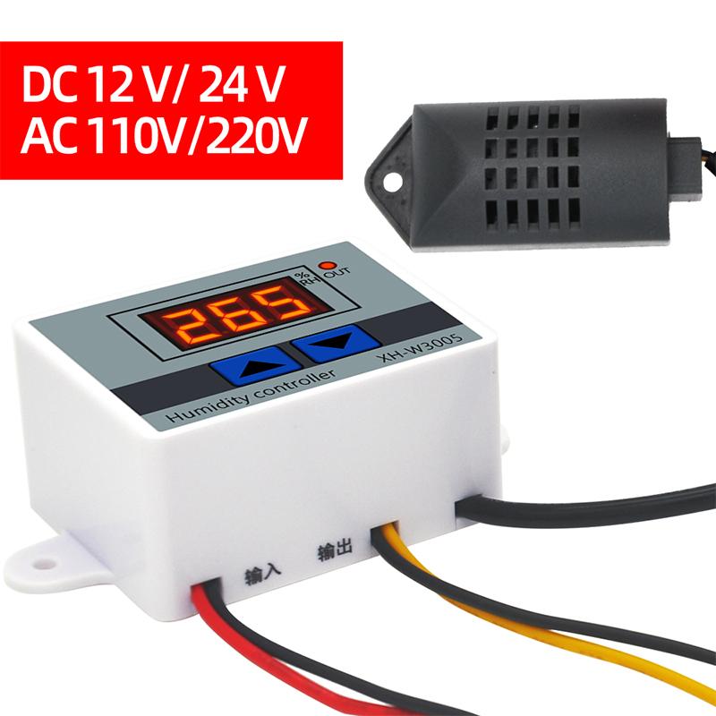 XH-W3005 Digital Humidity Controller 12V 24V 220V 10A Intelligent Hygrostat Switch with 1M Waterproof NTC Probe