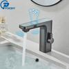 White Smart Sensor Basin Faucet Screen Digital Display Hot Cold Water Mixer Tap Touchless Vanity Sink Faucet For Bathroom