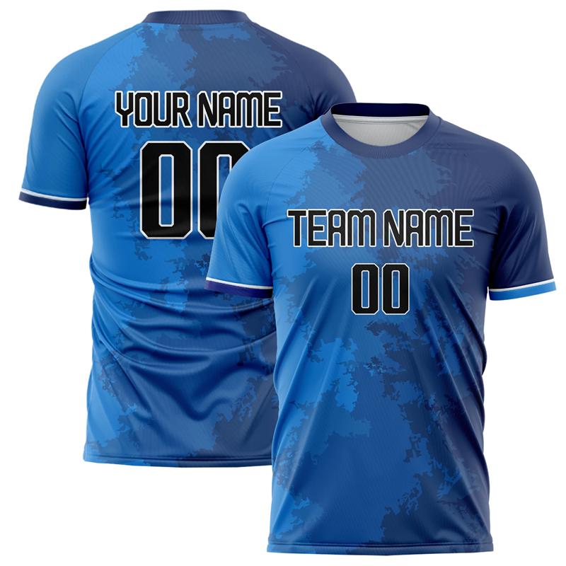 Customized Team Name Number Name Football T-shirts Personalized DIY Crew Neck Blue Sport T Shirts Loose Quick Dry Team Uniform