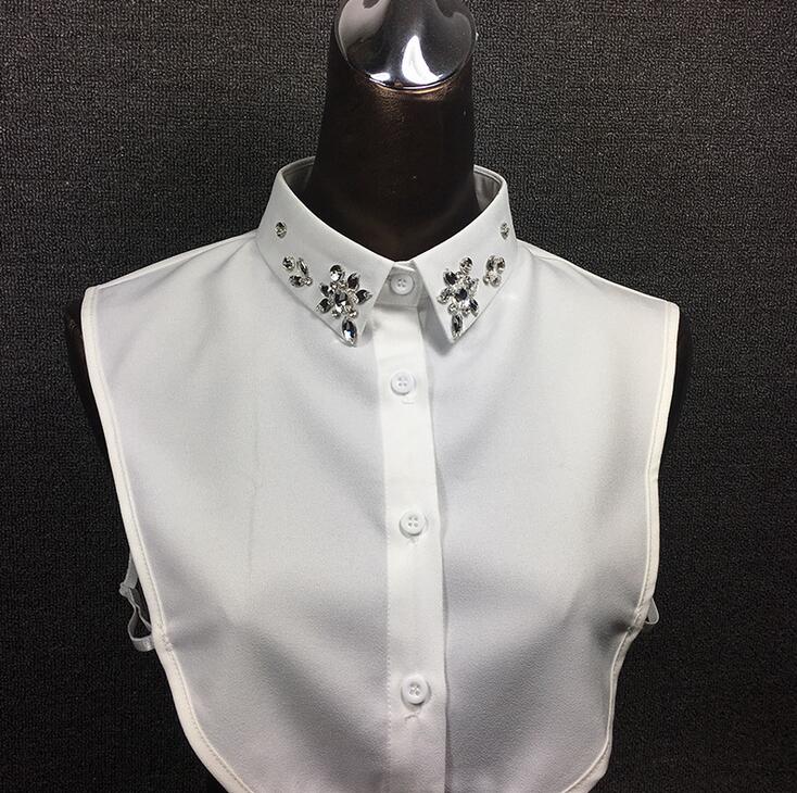 Women's Fake Collar Shirt White Fake Collar Women Detachable Collars Embroidery Cotton False Collar Shirt Col Amovible Femme