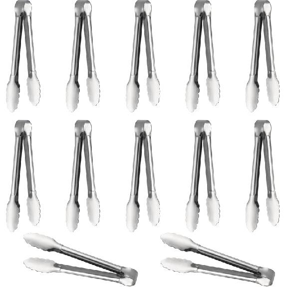Serving Tongs,Buffet Tongs, ACAUTO Stainless Steel Food Tong Serving Tong Small Serving Tongs Stainless Steel Mini Appetizer Tongs, Set of 6 (5 5 Inch(12 Pack)
