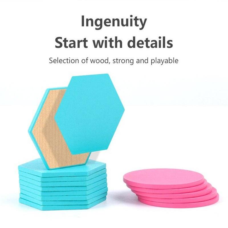 Wooden Jigsaw Puzzle Set Colorful Creative Tangram 3D Puzzle Baby Montessori Educational Toys Kids Children Learning Toy