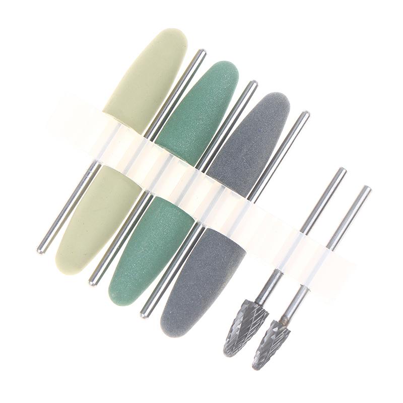 Dental Resin Base Acrylic Polishing Kit Drill Polisher Rotary Tools 6Pcs Silison Rubber Polish+2Pcs Tungsten Carbide Polish