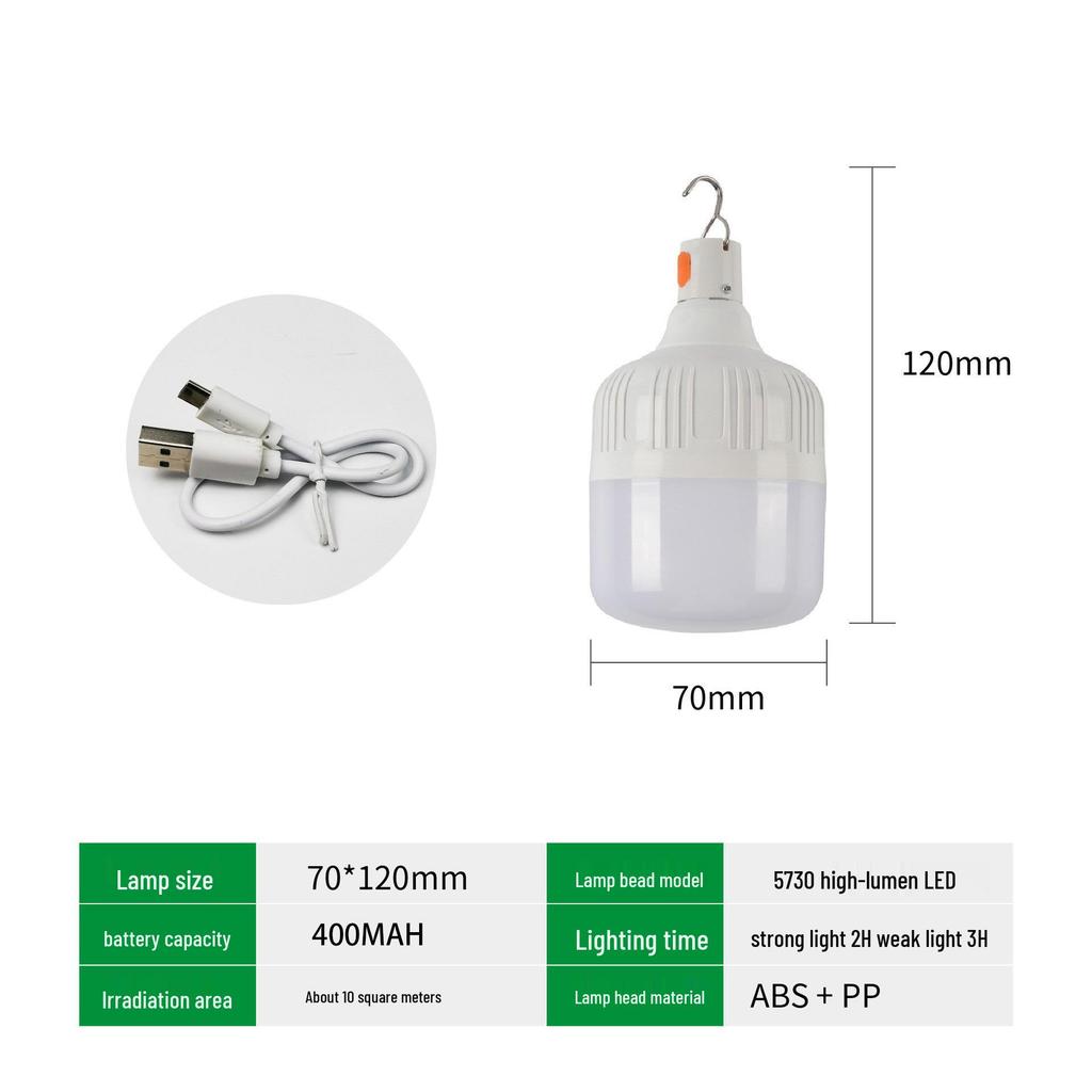 Rechargeable LED Light Bulb: Outdoor Camping, Night Market, Emergency, Super Bright, Rainproof, Power Outage Solution