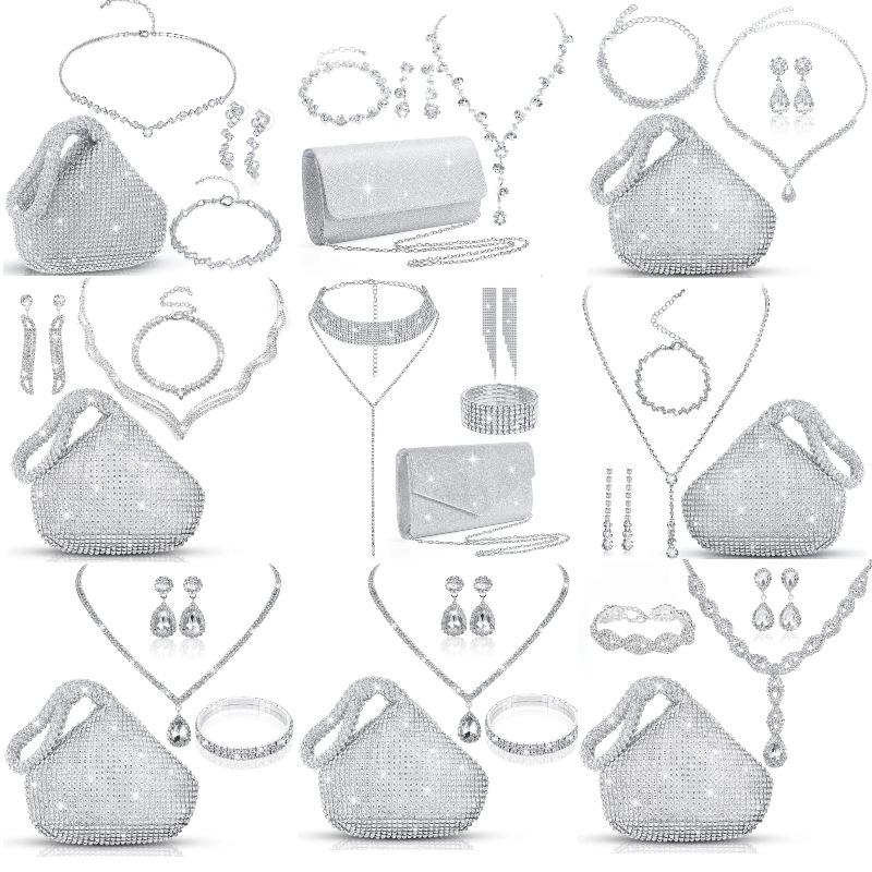 Dazzling Rhinestone Teardrop Necklace and Earrings Set for Women Wedding Banquet Party