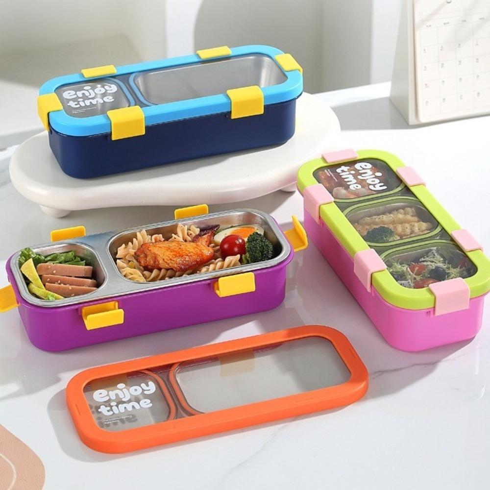 Eco Friendly Stainless Steel Lunch Box 2/3 Compartment Rice Container Divided Lunch Box  Camping