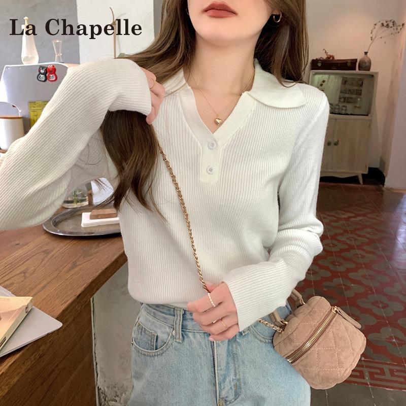 Autumn style polo collar long-sleeved knitted bottoming shirt women's spring and autumn new slim collar inner sweater