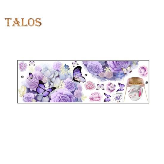 

Наклейка на стену с очаровательным кроликом и цветочным принтом, наклейка на стену для девочек, украшение для комнаты, легко устанавливается, водонепроницаемая виниловая наклейка фиолетовый