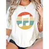 European Sizes Women's Colorful Music Symbol Graphic T-Shirt - Casual Versatile for Casual Attire and Light Sports Activities, Music T Shirts